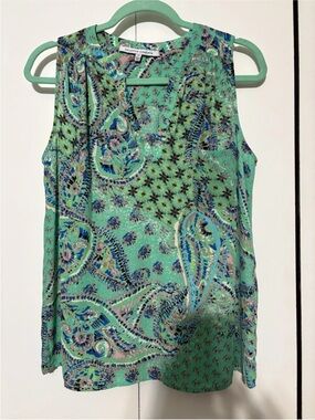 COLLECTIVE CONCEPTS Large Petite LP Sleeveless Paisley Boho Summer Blouse/Top